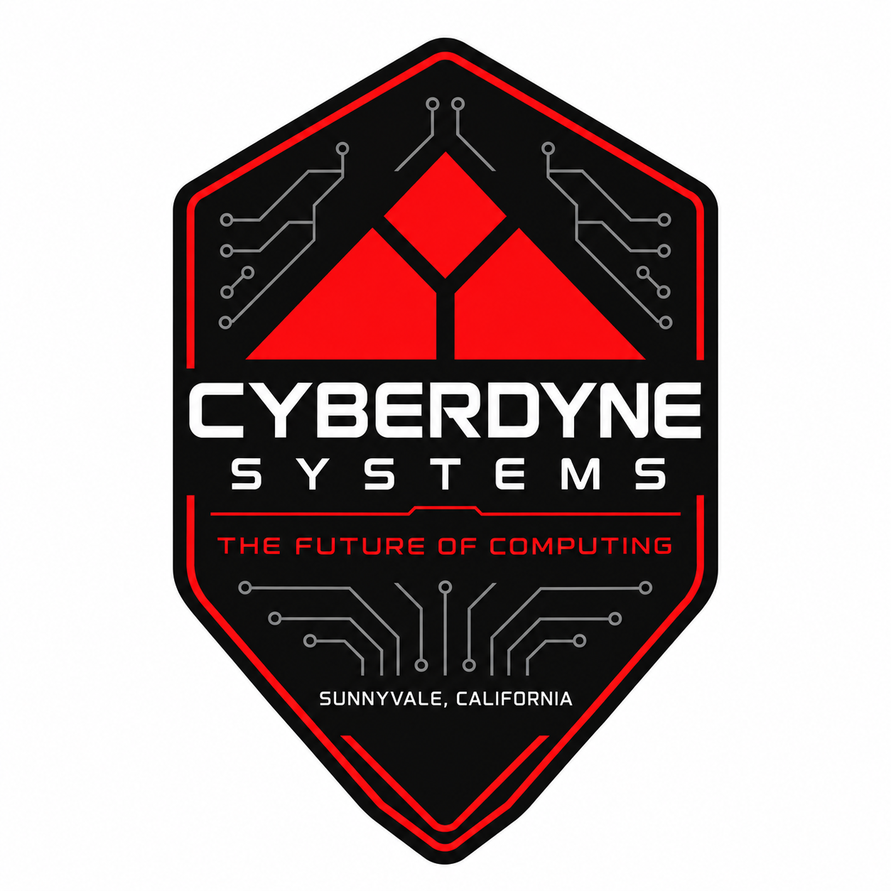 Cyberdyne Systems Holographic Sticker artwork on a white background